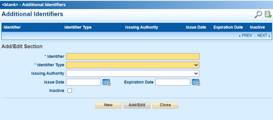 Additional Identifiers