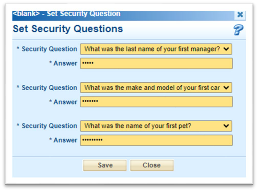 Set Security Questions