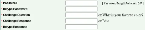 Enter Password and Challenge Question