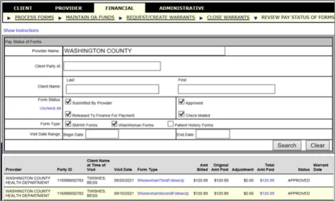 Review Pay Status of Forms