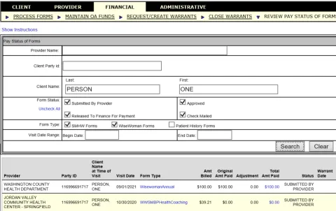Review Pay Status of Forms