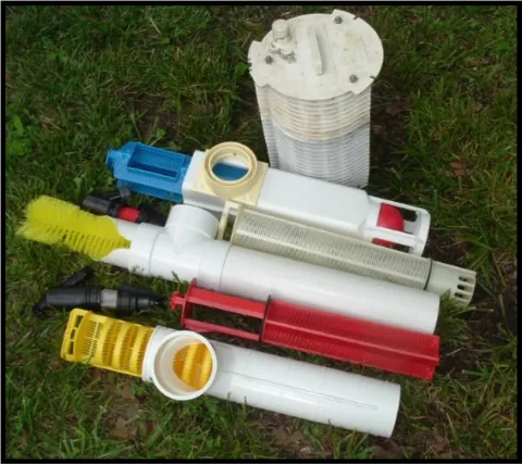 Image of different effluent screens after cleaning.