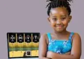 Girl with visual acuity screening software