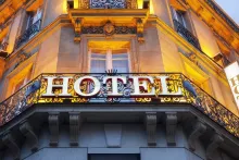 Decorative image of a front of a hotel.